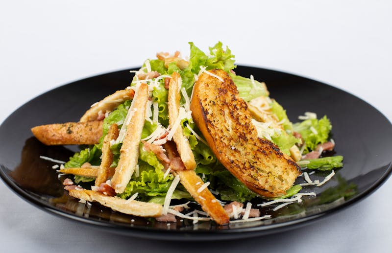 Caesar salad with romaine and croutons